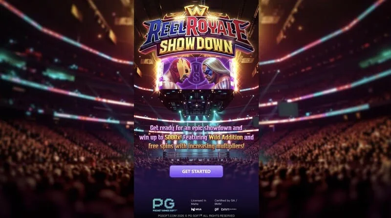 Reel Royale Showdown - hovedskærm med hjul og tre Wild Addition-positioner
